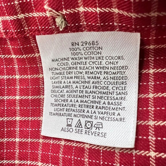 Pendleton Mens Cotton Button Shirt Down Shirt Red Mini Check Long Sleeve Size M - Picture 7 of 10